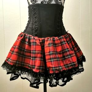 Living Dead Souls Corset Punk Style Plaid Skirt, Medium